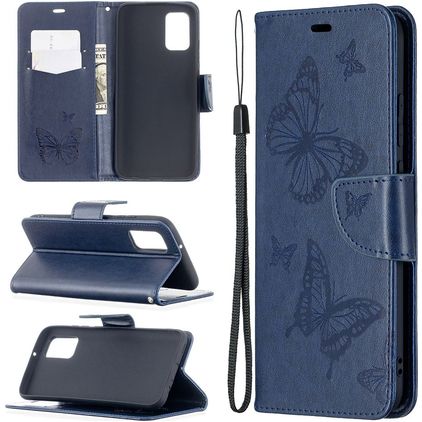 Mobigear Butterfly Housse Samsung Galaxy A02s Etui Porte-Monnaie - Bleu