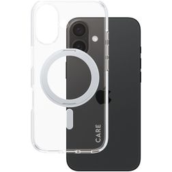 CARE by PanzerGlass Kickstand iPhone 16 MagSafe Plastique rigide Coque arrière avec béquille - Transparent / Argent