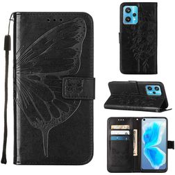 Mobigear Butterfly Housse Realme 9 Pro Plus Etui Porte-Monnaie - Noir