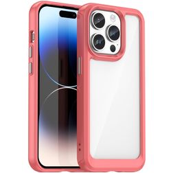 Mobigear Crystal Coque iPhone 15 Pro Max Coque arrière Rigide - Transparent / Rouge