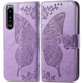 Mobigear Butterfly Housse Sony Xperia 5 IV Etui Porte-Monnaie - Violet