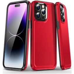 Mobigear Slim Armor Coque iPhone 15 Pro Max Coque arrière Rigide Anti-Chocs - Rouge