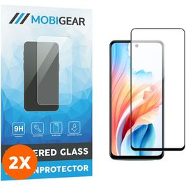 Mobigear Premium OPPO A38 Verre trempé Protection d'écran - Compatible Coque - Noir (Lot de 2)