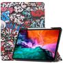 Mobigear Tri-Fold Gel Coque iPad Pro 12.9 Pouces (2021) Etui en TPU,Similicuir + Porte-crayon - Graffiti