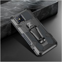 Mobigear Armor Stand Coque iPhone 12 Coque arrière Rigide Anti-Chocs avec Support Amovible - Gris