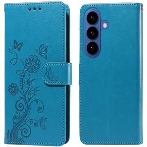 Mobigear Flowers Housse Samsung Galaxy S26 Plus Etui Porte-Monnaie - Bleu