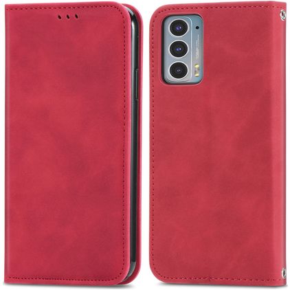 Mobigear Retro Slim Housse Motorola Edge 20 Etui Porte-Monnaie - Rouge