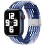 Mobigear Braided Bracelet Nylon pour Apple Watch Fermeture à pince - 49/46/45/44 mm - Blanc / Bleu