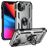 Mobigear Armor Ring Coque iPhone 14 Plus Coque arrière Rigide Anti-Chocs avec Anneau-Support - Argent