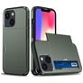 Mobigear Card Coque iPhone 15 Coque arrière Rigide Anti-Chocs avec Porte-Cartes - Vert armée