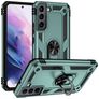 Mobigear Armor Ring Samsung Galaxy S22 Plastique rigide Coque arrière Antichoc avec bague de maintien - Vert
