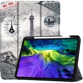 Mobigear Tri-Fold Gel Coque iPad Pro 11 Pouces (2022) Etui en TPU,Similicuir + Porte-crayon - tour Eiffel