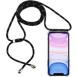 Mobigear Lanyard iPhone 11 Coque avec cordon en TPU Souple - Transparent / Noir