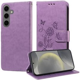 Mobigear Flowers Housse Samsung Galaxy S25 Etui Porte-Monnaie - Violet