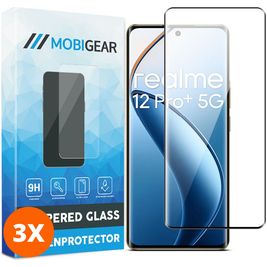 Mobigear Premium Realme 12 Pro Plus Verre trempé Protection d'écran - Compatible Coque (Lot de 3)