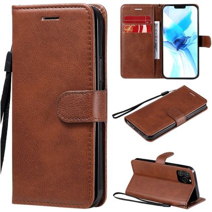 Mobigear Premium Housse iPhone 12 Etui Porte-Monnaie - Marron