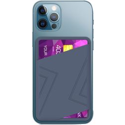 Mobigear Wallet Pouch Porte-cartes Silicone - 2 cartes - Compatible MagSafe - Bleu