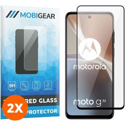 Mobigear Premium Motorola Moto G32 Verre trempé Protection d'écran - Compatible Coque - Noir (Lot de 2)