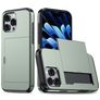 Mobigear Card Coque iPhone 16 Pro Coque arrière Rigide Anti-Chocs avec Porte-Cartes - Vert