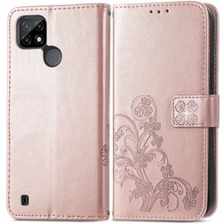Mobigear Wallet Book Case Flower Rose Gold Realme 6