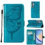 Mobigear Butterfly Housse Samsung Galaxy A35 Etui Porte-Monnaie - Bleu