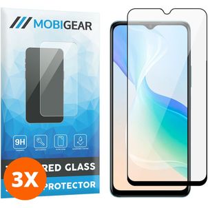 Mobigear Premium Vivo Y76 Verre trempé Protection d'écran - Compatible Coque - Noir (Lot de 3)