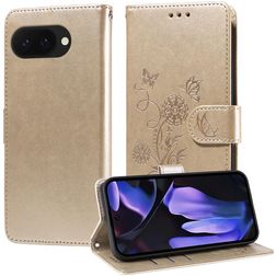 Mobigear Flowers Housse Google Pixel 9a Etui Porte-Monnaie - Or