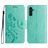 Mobigear Flowers Housse Samsung Galaxy A56 Etui Porte-Monnaie - Vert
