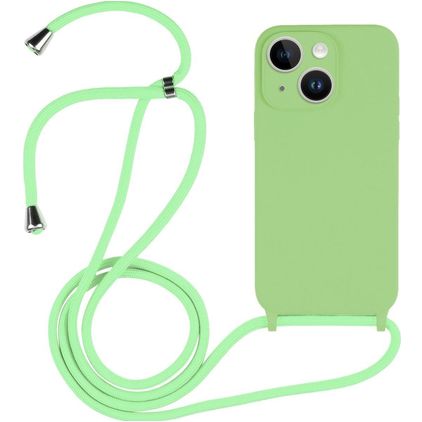 Mobigear Lanyard iPhone 14 Coque avec cordon en Silicone - Vert