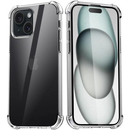 Mobigear Cushion Coque Transparente iPhone 15 Coque arrière en TPU Souple Anti-Chocs - Transparent