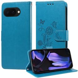 Mobigear Flowers Housse Google Pixel 9a Etui Porte-Monnaie - Bleu