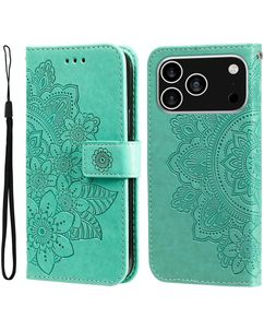 Mobigear Flowers iPhone 18 Pro Étui Portefeuille - Vert