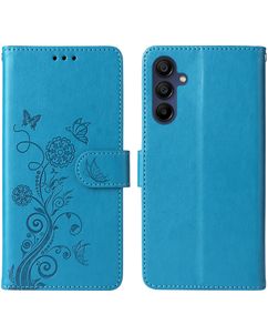 Mobigear Flowers Housse Samsung Galaxy A17 Etui Porte-Monnaie - Bleu