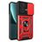 Mobigear Armor Ring Cam Slide Coque Motorola Edge 40 Neo Coque arrière Rigide Anti-Chocs avec Anneau-Support et Protecteur Lentilles - Rouge