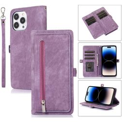 Mobigear Zipper Housse iPhone 14 Pro Etui Porte-Monnaie - Violet