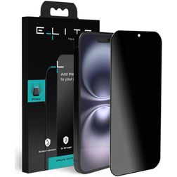 Elite iPhone 15 Verre trempé Protection d'écran Confidentialité - Compatible Coque - Noir