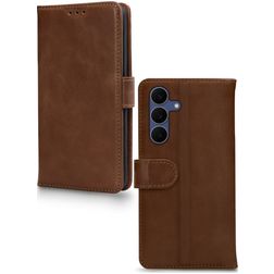 Mobilize Wallet Housse Samsung Galaxy S25 FE Etui en Cuir Véritable Porte-Monnaie - Marron