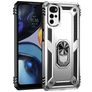 Mobigear Armor Ring Coque Motorola Moto G22 Coque arrière Rigide Anti-Chocs avec Anneau-Support - Argent