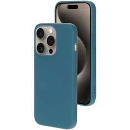 Mobiparts Coque iPhone 15 Pro Coque arrière en Silicone - Blueberry Blue