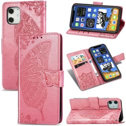 Mobigear Butterfly Housse iPhone 12 Pro Etui Porte-Monnaie - Rose