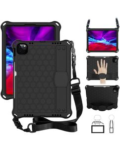 Mobigear HexStrap Coque iPad Air 5 (2022) Coque arrière en Plastique rigide,EVA + Porte-crayon + Bandoulière + Support Amovible - Noir