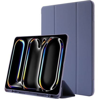 Mobigear Tri-Fold Gel Coque iPad Pro 11 Pouces (2024) Etui en TPU,Similicuir + Porte-crayon - Violet