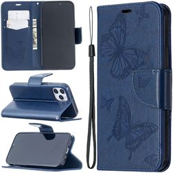 Mobigear Butterfly Housse iPhone 12 Pro Etui Porte-Monnaie - Bleu