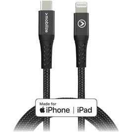 Mobilize Strong Nylon - Câble USB-C vers Apple Lightning MFI 1 mètre - Noir