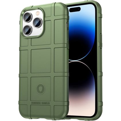 Mobigear Rugged Shield Coque iPhone 14 Pro Max Coque arrière en TPU Souple Anti-Chocs - Vert