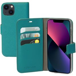 Mobiparts Saffiano Wallet Housse iPhone 13 Etui Porte-Monnaie - Turquoise