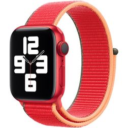 Mobigear Woven Bracelet Nylon Apple Watch Fermeture velcro - 49/46/45/44 mm - Rouge