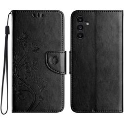 Mobigear Flowers Housse Samsung Galaxy A56 Etui Porte-Monnaie - Noir