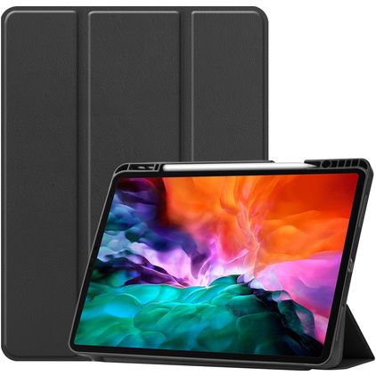 Mobigear Tri-Fold Gel Coque iPad Pro 12.9 Pouces (2022) Etui en TPU,Similicuir + Porte-crayon - Noir