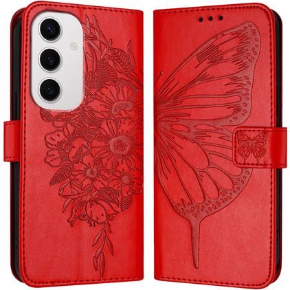 Mobigear Butterfly Housse Samsung Galaxy S24 FE Etui Porte-Monnaie - Rouge